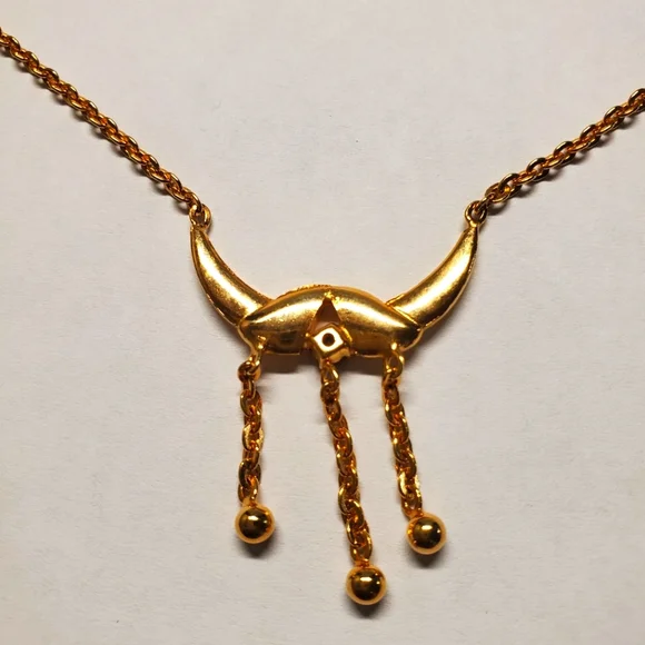 EGYPTIAN INSPIRED CHOCKER RUBY AND BRASS. UNSIGNED. - Picture 5 of 5